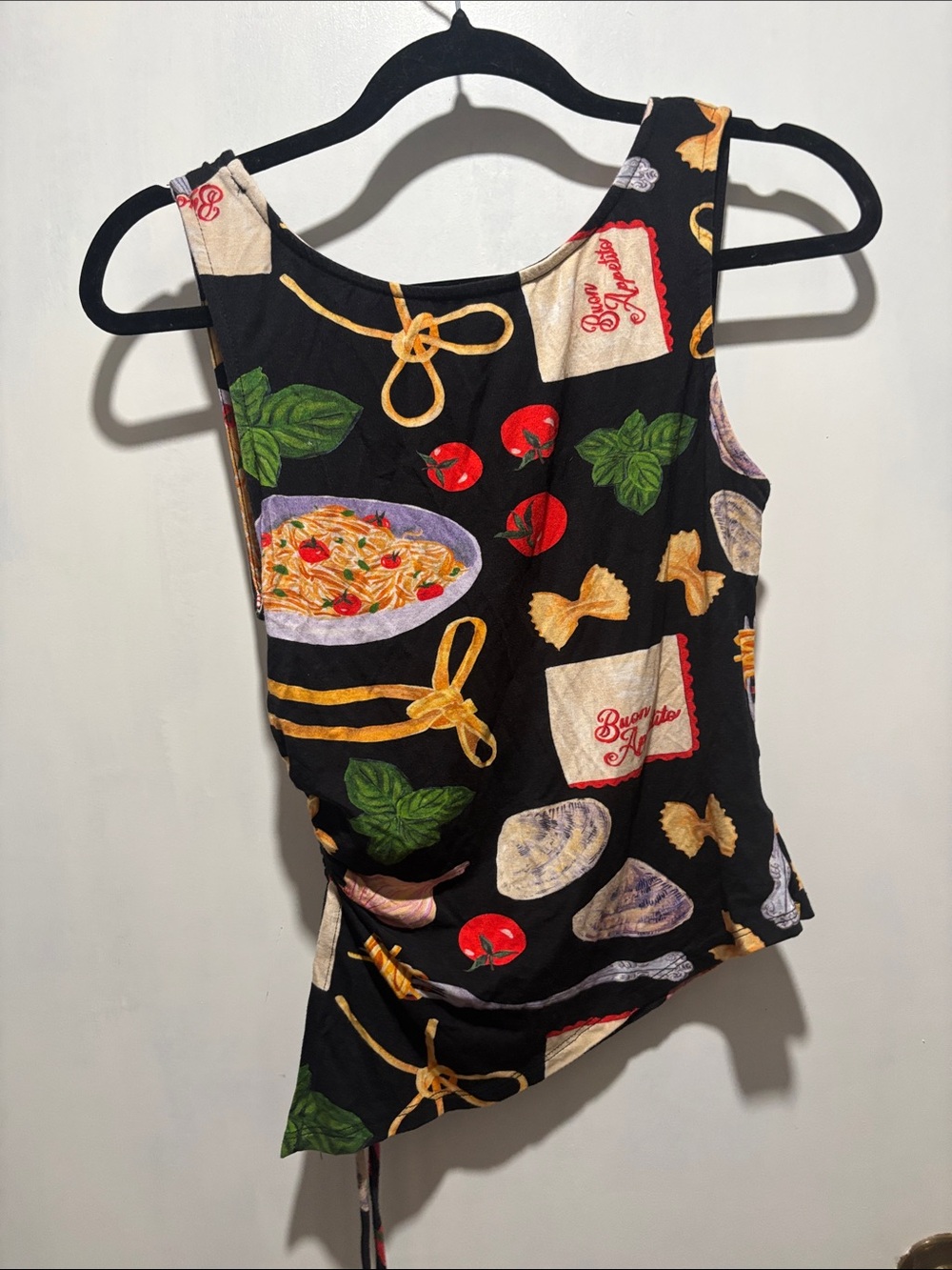 LISA SAYS GAH Erin Buon Appetito sleeveless Asymetrical stretch tank top small
